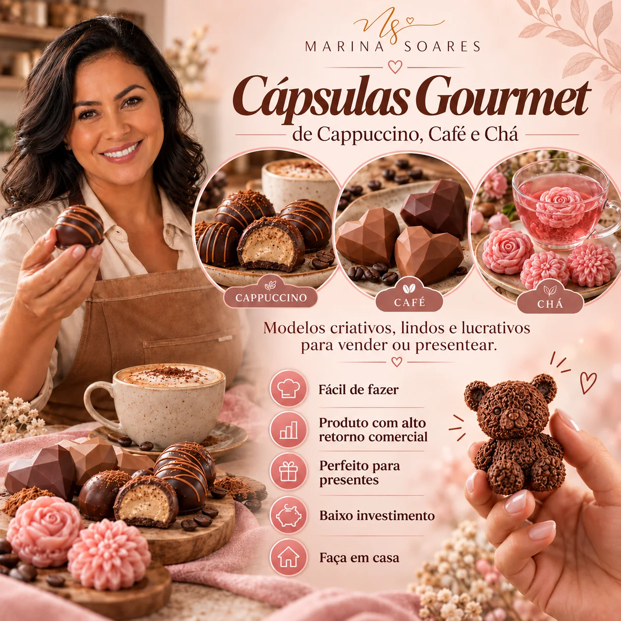 Cápsulas Gourmet de Cappuccino, Café e Chá